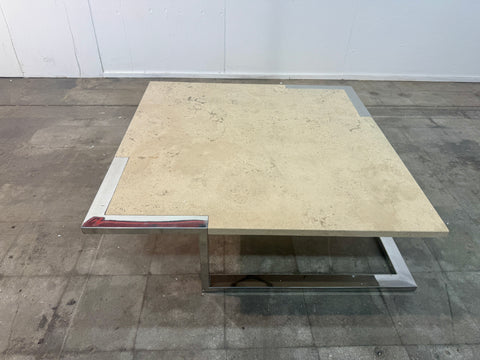 Italian Mid-Century Marble and Chrome Coffee Table, 1970s