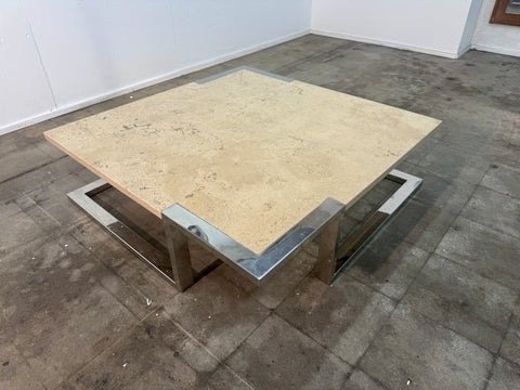 Italian Mid-Century Marble and Chrome Coffee Table, 1970s