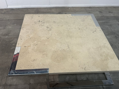 Italian Mid-Century Marble and Chrome Coffee Table, 1970s