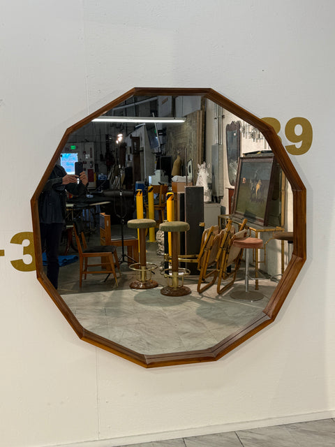 Oversized Dodecagonal Minimalist Wall Mirror , 1990s . Two Available.