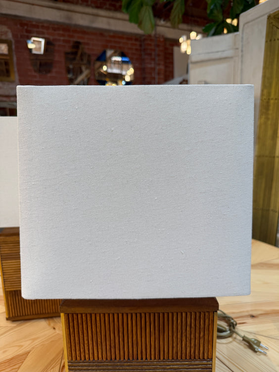 Pair of Italian Reeded Wood Table Lamps