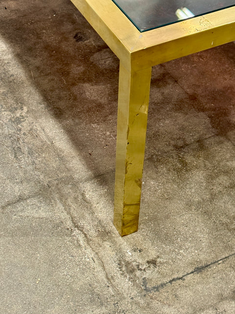 Italian Mid-Century Brass and Tortoiseshell-Style Coffee Table, 1970s