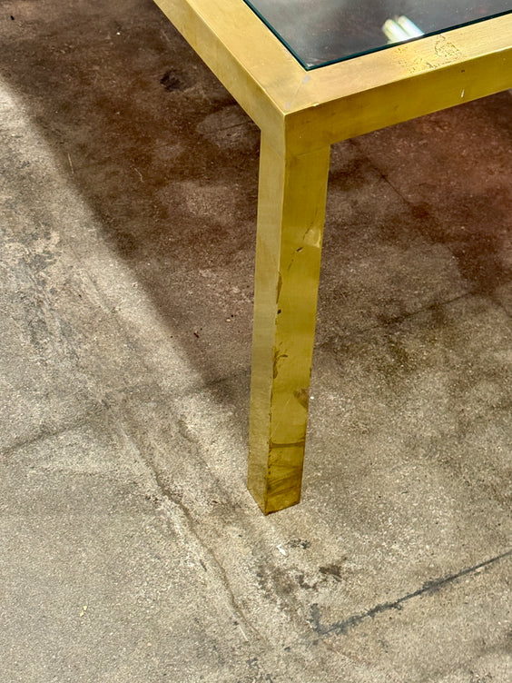 Italian Mid-Century Brass and Tortoiseshell-Style Coffee Table, 1970s