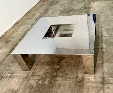 Italian Mid-Century Modern Polished Steel Coffee Table, 1970s