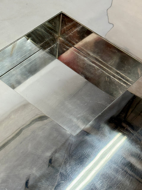 Italian Mid-Century Modern Polished Steel Coffee Table, 1970s