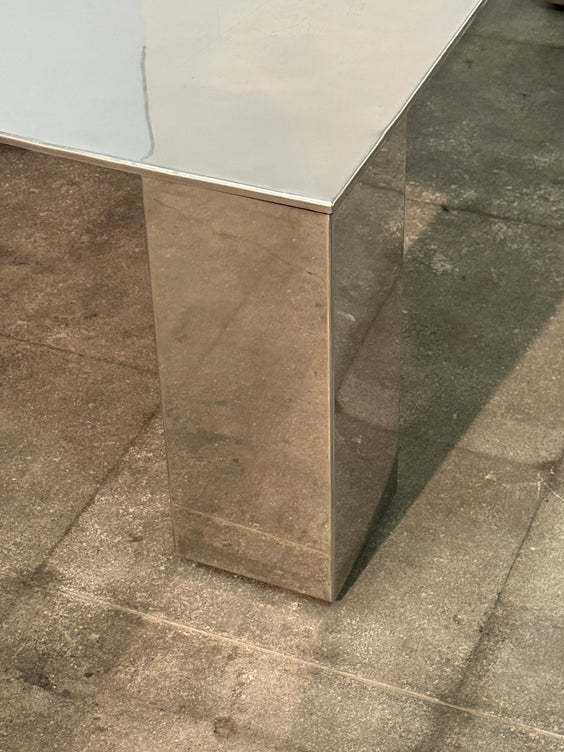 Italian Mid-Century Modern Polished Steel Coffee Table, 1970s