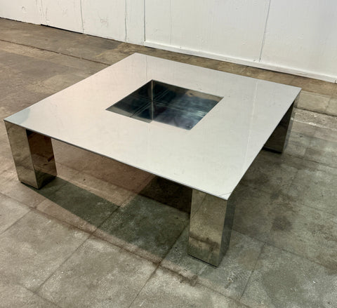 Italian Mid-Century Modern Polished Steel Coffee Table, 1970s