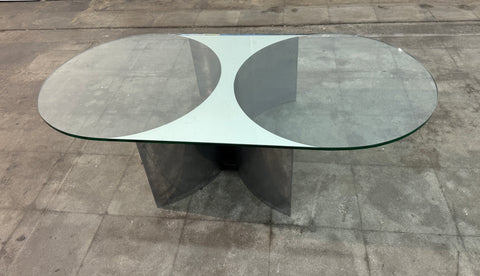 Italian Mid-Century Modern Glass and Metal Coffee Table by G Raimondi, 1970s