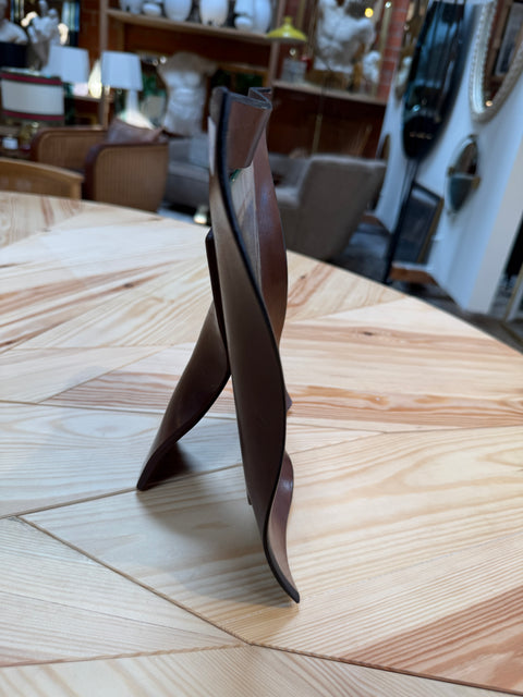 Italian Modernist Sculptural Brown Leather Picture Frame