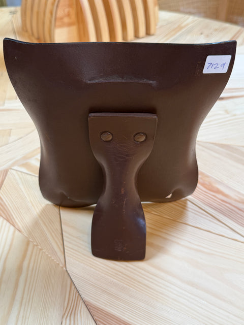 Italian Modernist Sculptural Brown Leather Picture Frame
