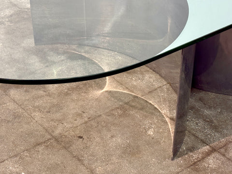 Italian Mid-Century Modern Glass and Metal Coffee Table by G Raimondi, 1970s
