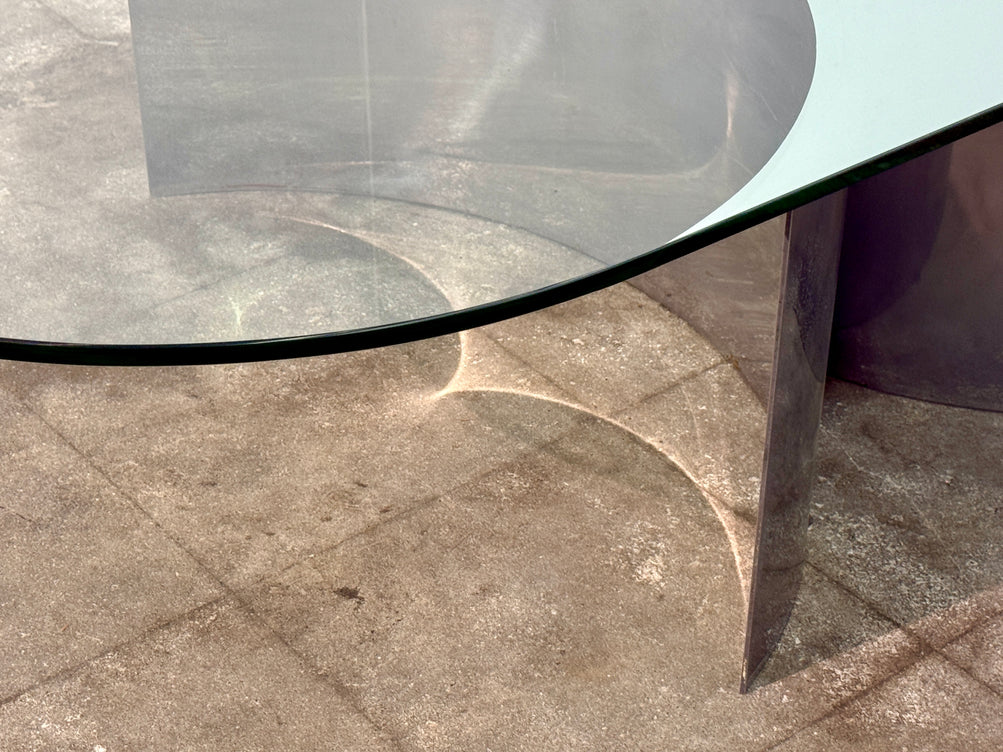 Italian Mid-Century Modern Glass and Metal Coffee Table by G Raimondi, 1970s
