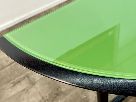 Italian Mid-Century Black Lacquered Wood and Green Glass Console, 1950s