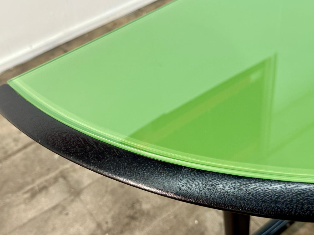 Italian Mid-Century Black Lacquered Wood and Green Glass Console, 1950s