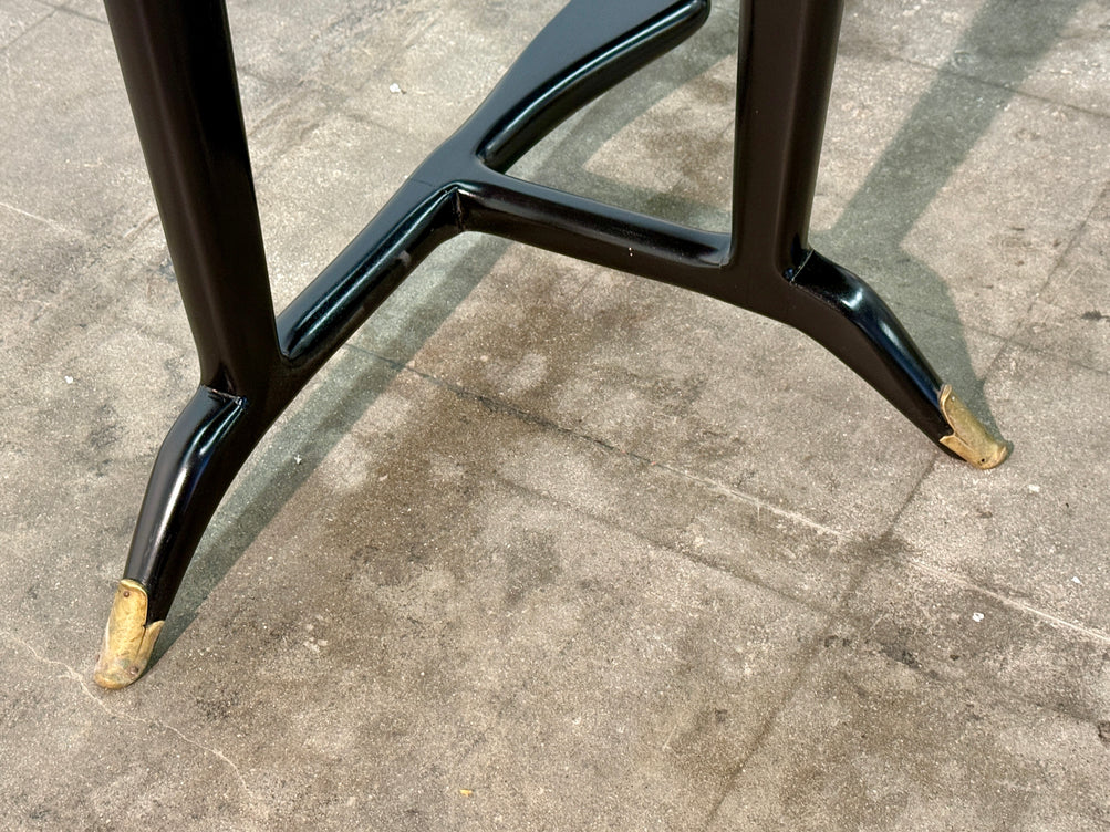 Italian Mid-Century Black Lacquered Wood and Green Glass Console, 1950s