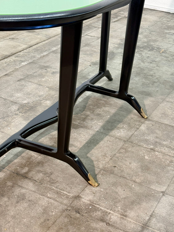 Italian Mid-Century Black Lacquered Wood and Green Glass Console, 1950s
