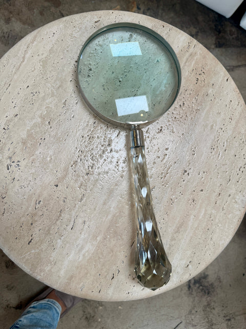 Vintage Italian Magnifying Glass with Faceted Crystal Handle