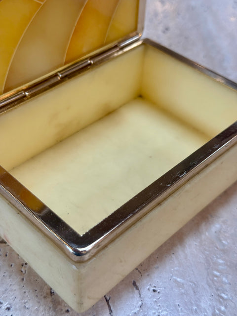 Vintage Italian Honey Marble and Brass Decorative Box