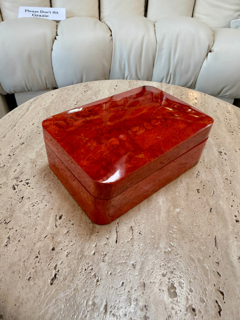 Vintage Italian Red Lacquered Decorative Box
