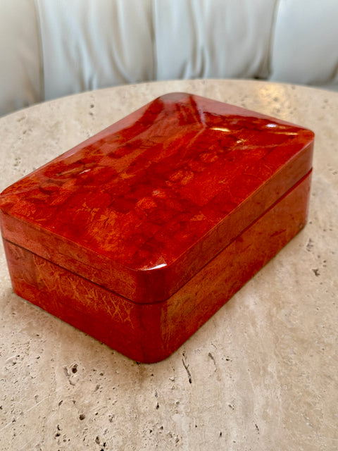 Vintage Italian Red Lacquered Decorative Box