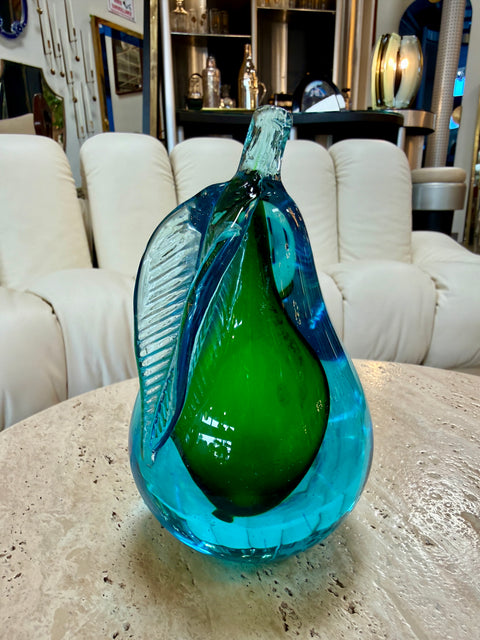 Alfredo Barbini Murano Glass Pear Sculpture