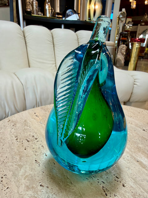 Alfredo Barbini Murano Glass Pear Sculpture