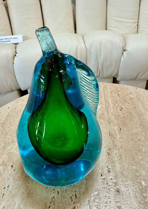 Alfredo Barbini Murano Glass Pear Sculpture