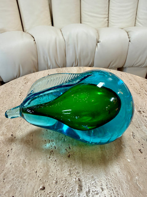 Alfredo Barbini Murano Glass Pear Sculpture