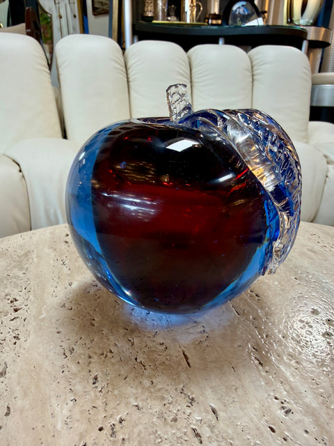 Alfredo Barbini Murano Sommerso Glass Apple Sculpture
