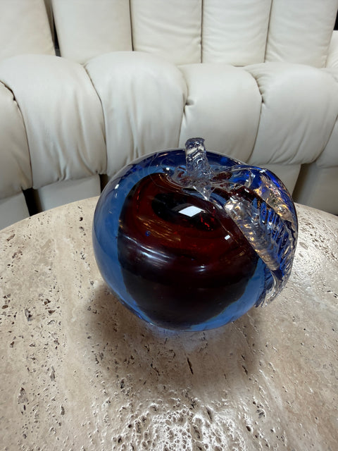 Alfredo Barbini Murano Sommerso Glass Apple Sculpture