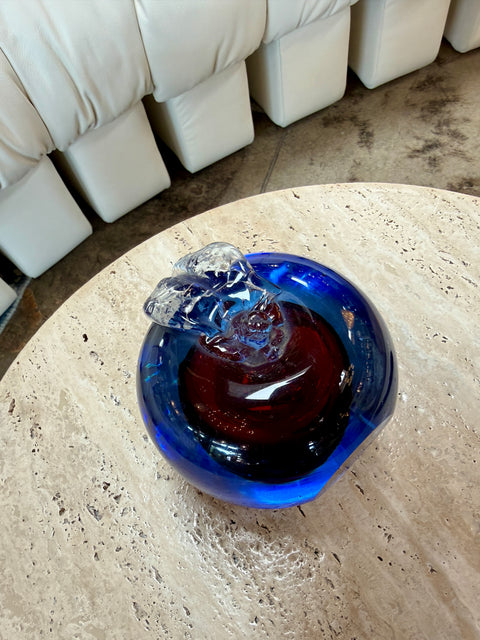 Alfredo Barbini Murano Sommerso Glass Apple Sculpture