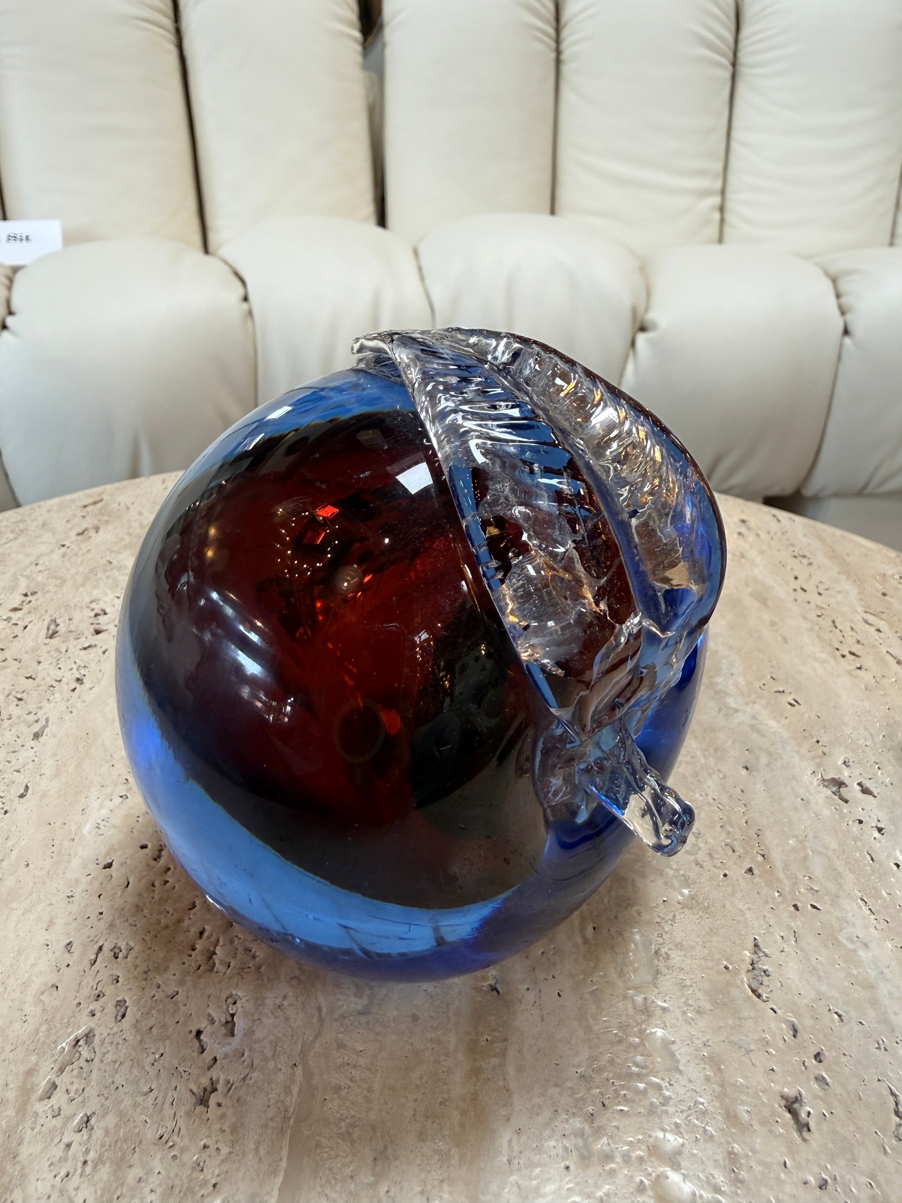 Alfredo Barbini Murano Sommerso Glass Apple Sculpture