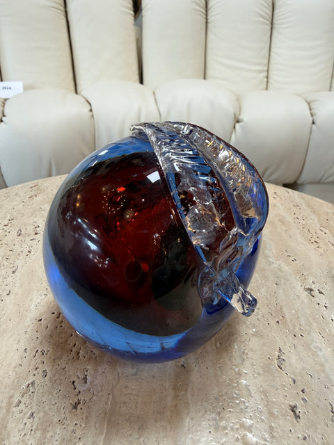 Alfredo Barbini Murano Sommerso Glass Apple Sculpture