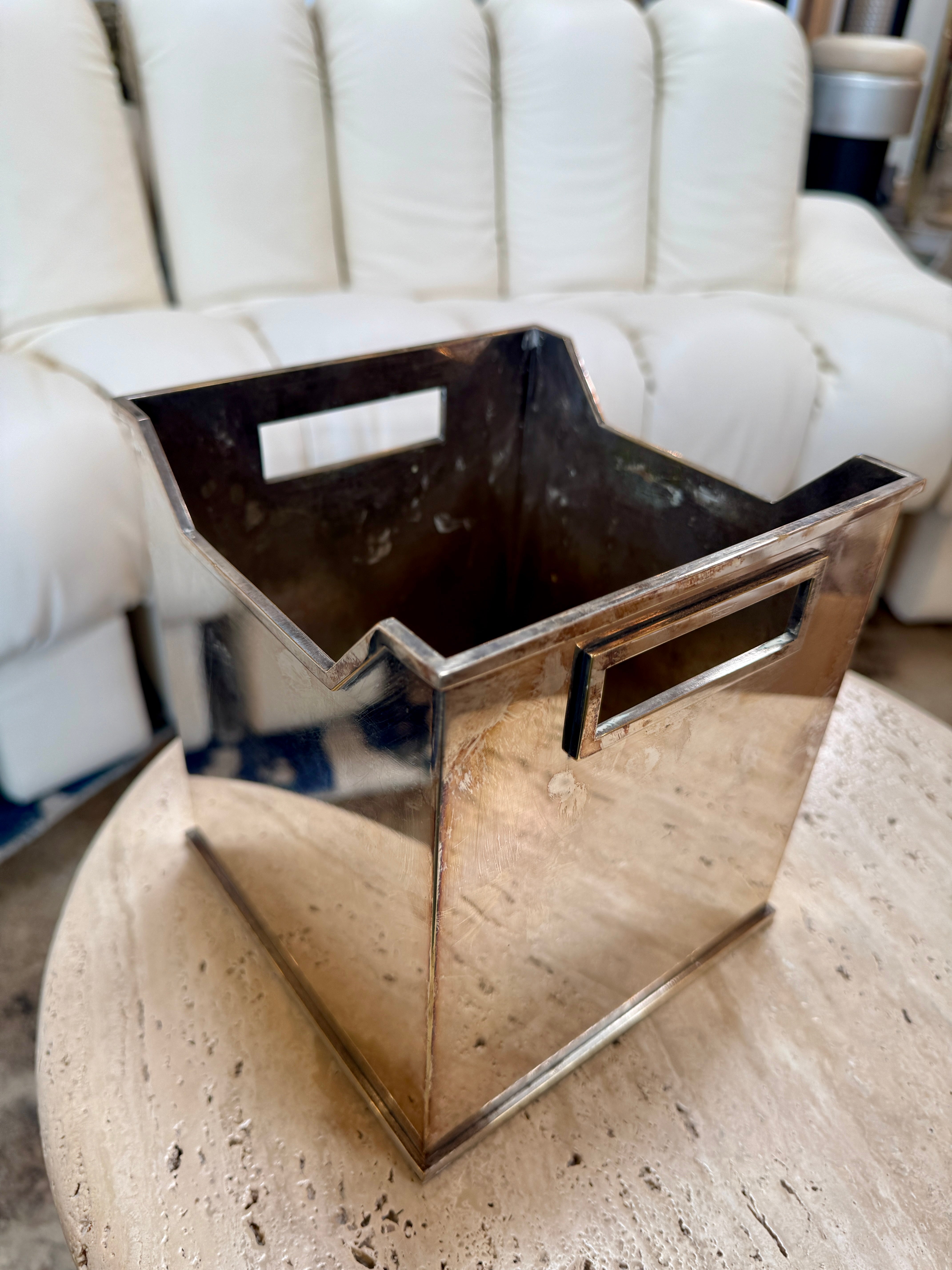 Mid-Century Modern Polished Metal Basket
