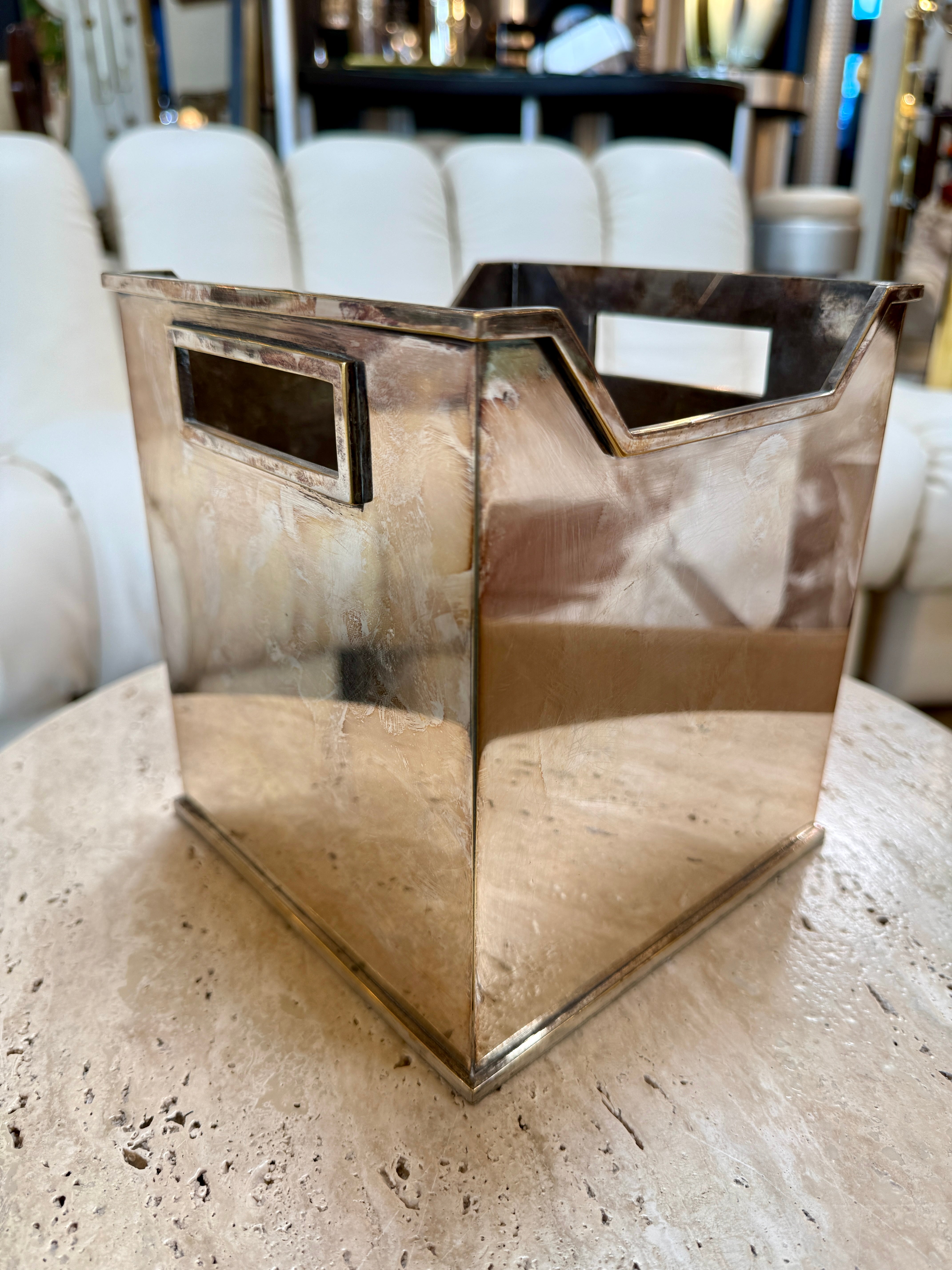 Mid-Century Modern Polished Metal Basket