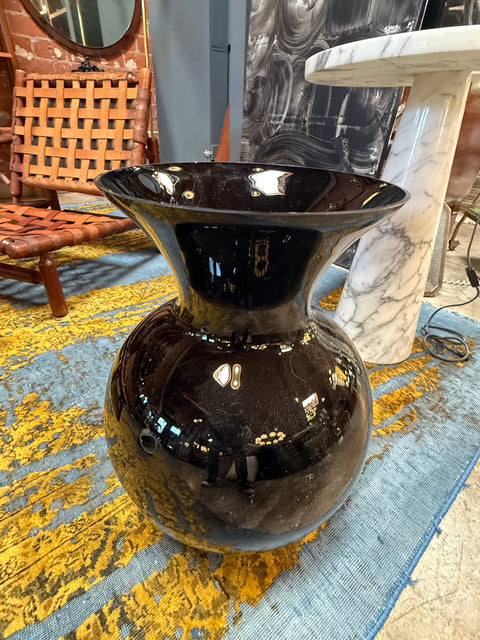 Large Italian Black Murano Glass Vase