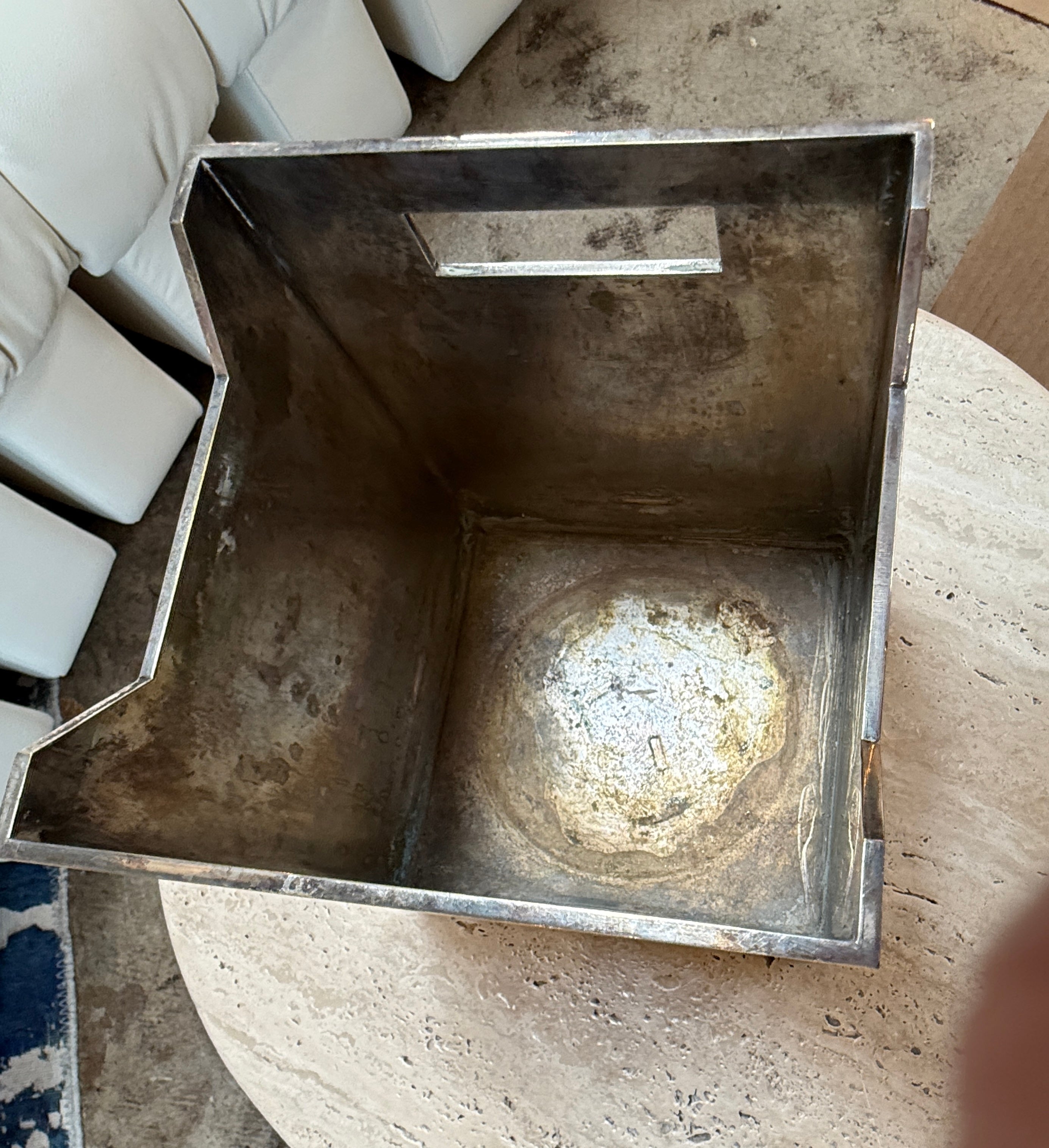 Mid-Century Modern Polished Metal Basket