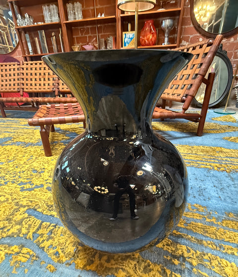 Large Italian Black Murano Glass Vase
