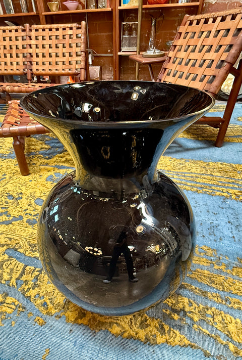 Large Italian Black Murano Glass Vase