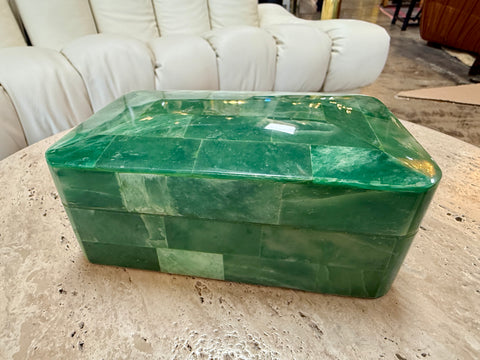 Vintage Green Malachite-Style Tessellated Stone Box