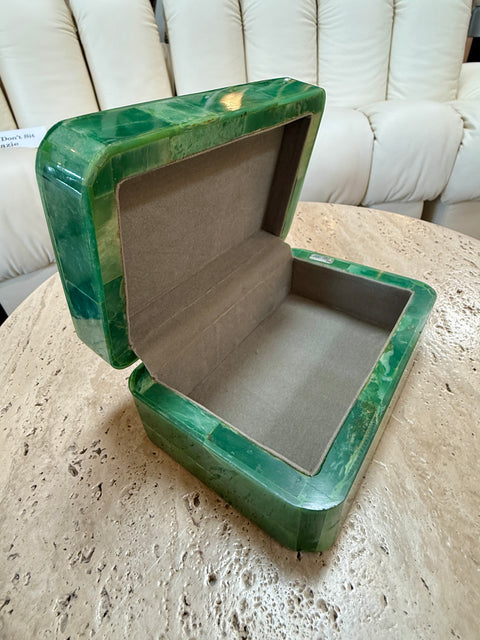 Vintage Green Malachite-Style Tessellated Stone Box