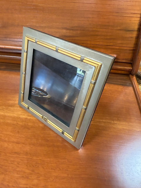 Vintage Italian Gucci Brass & Chrome Square Picture Frame, 1980s