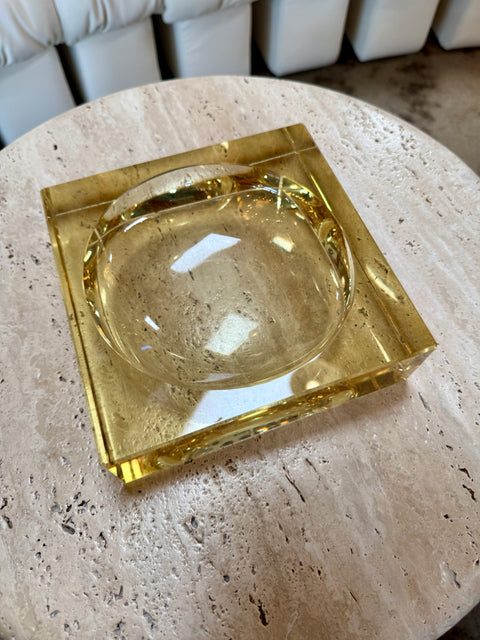 Yellow Glass Ashtray circa 1970's Italy
