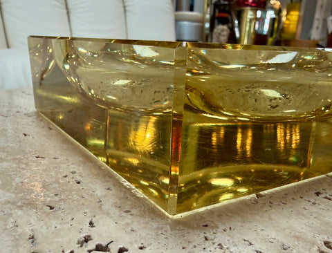 Yellow Glass Ashtray circa 1970's Italy