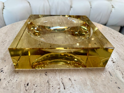 Yellow Glass Ashtray circa 1970's Italy