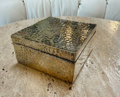 Vintage Italian Hammered Brass Decorative Box
