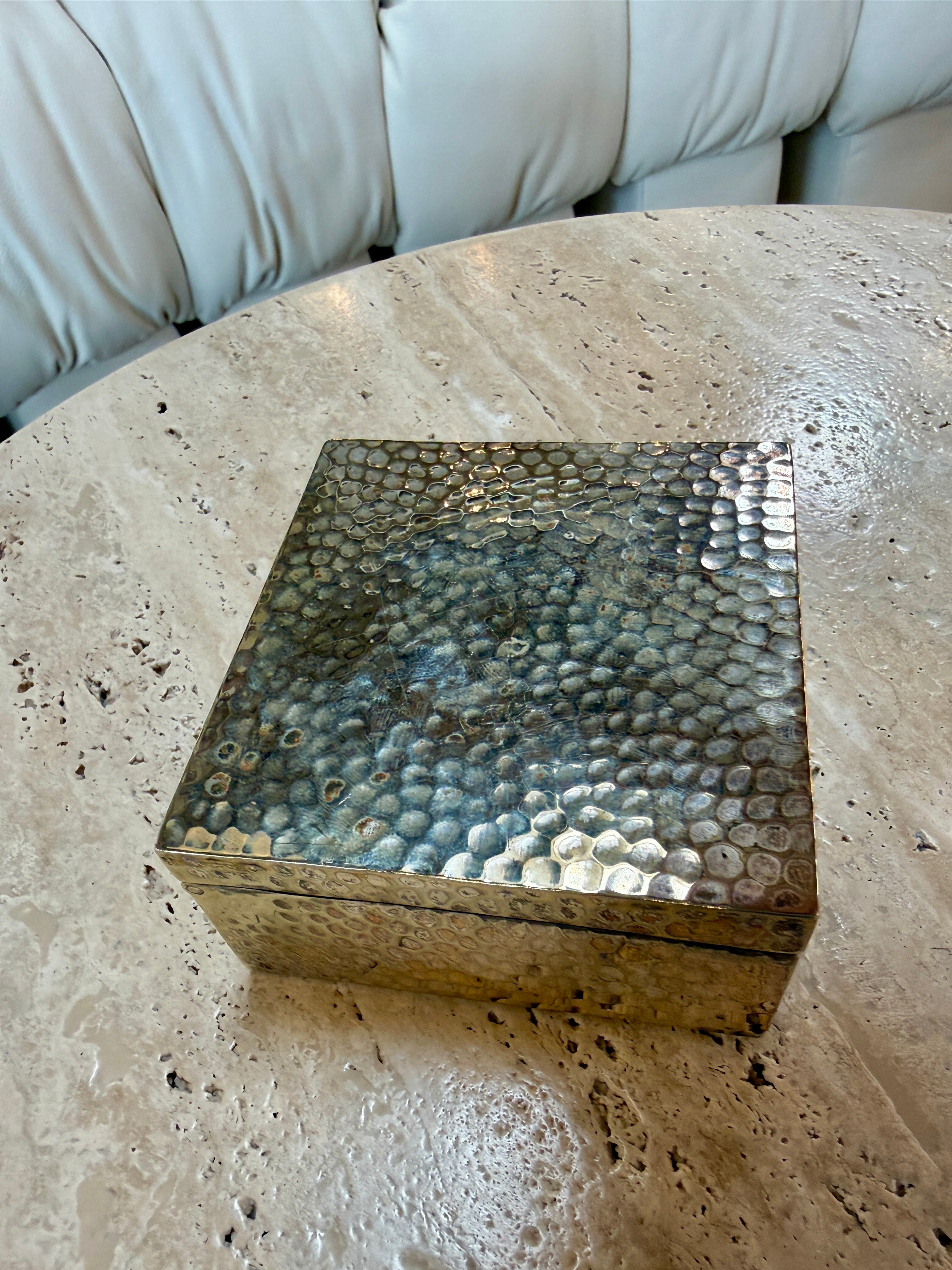 Vintage Italian Hammered Brass Decorative Box