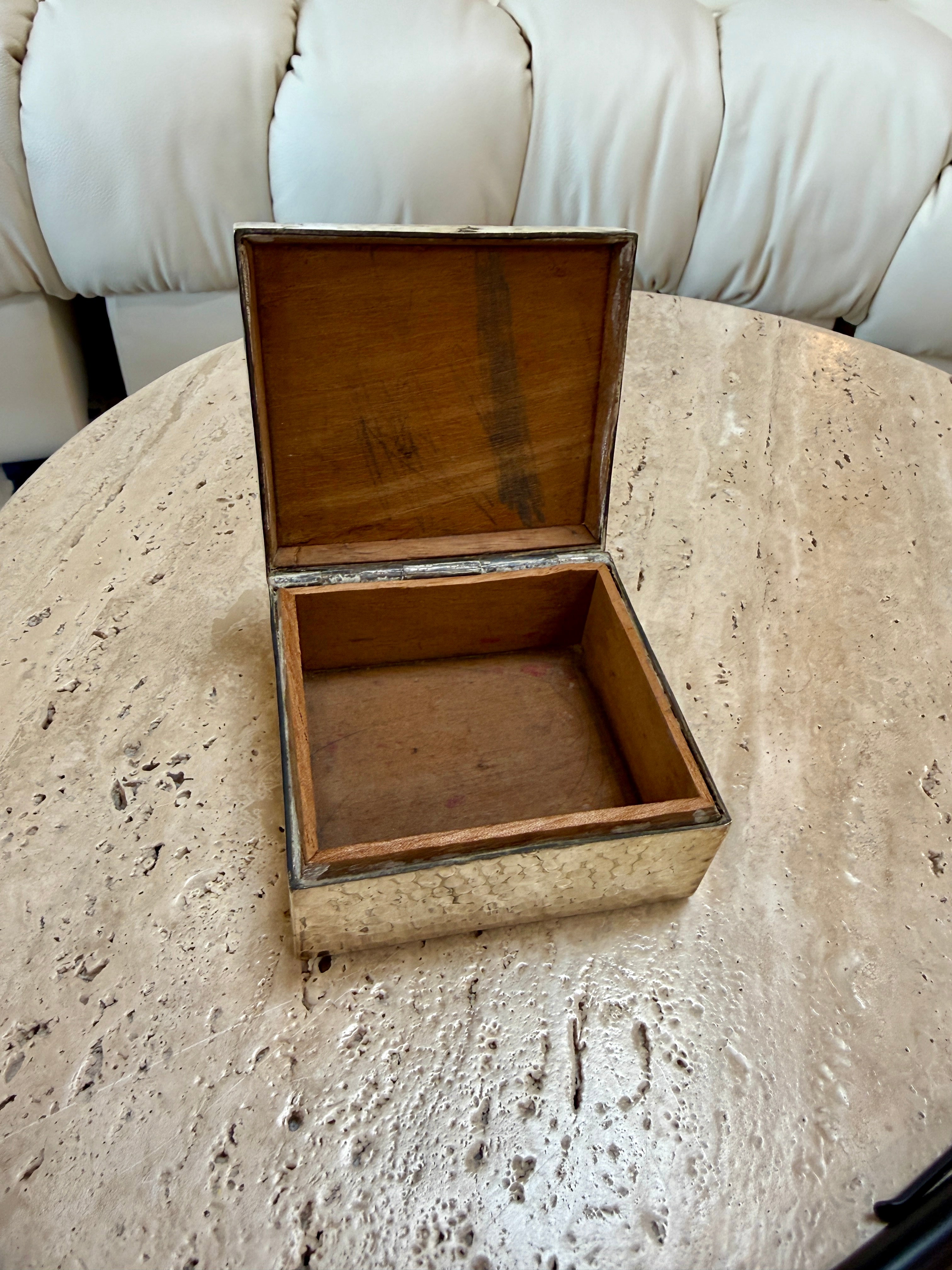 Vintage Italian Hammered Brass Decorative Box