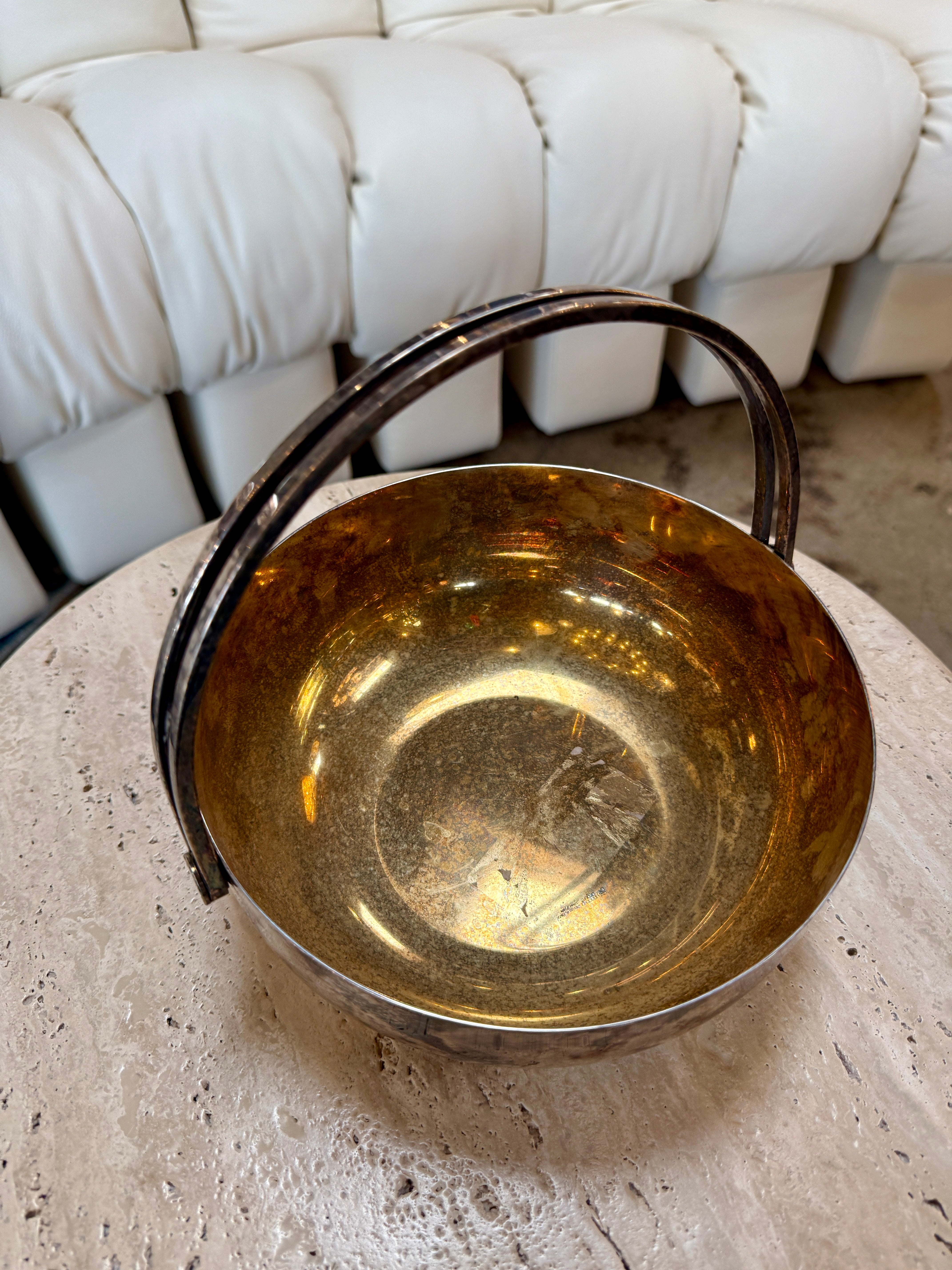 Vintage Italian Silver-Plated and Gilt Metal Basket