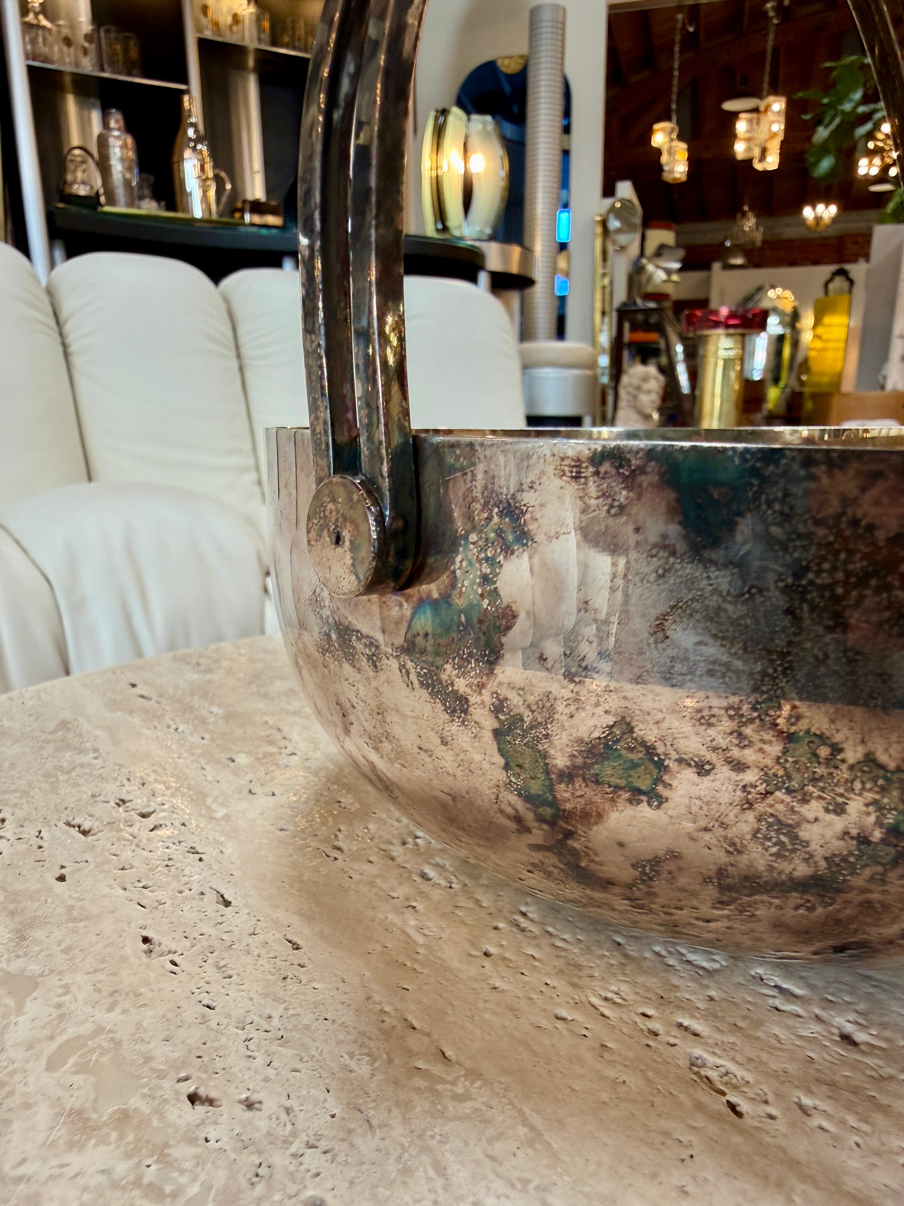 Vintage Italian Silver-Plated and Gilt Metal Basket
